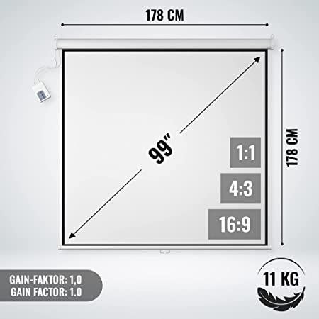 JAGO Ekran do projektora z pilotem, 178 x 178 cm
